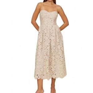 knee length dresses for ladies LONG SLEEVES BOAT NECK FLORAL LASERCUT DRESS | CULT MIA main image 0